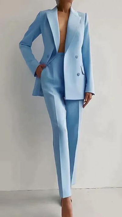 Maria - Casual Solid Color Blazer & Pants Set