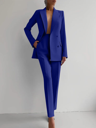 Maria - Casual Solid Color Blazer & Pants Set