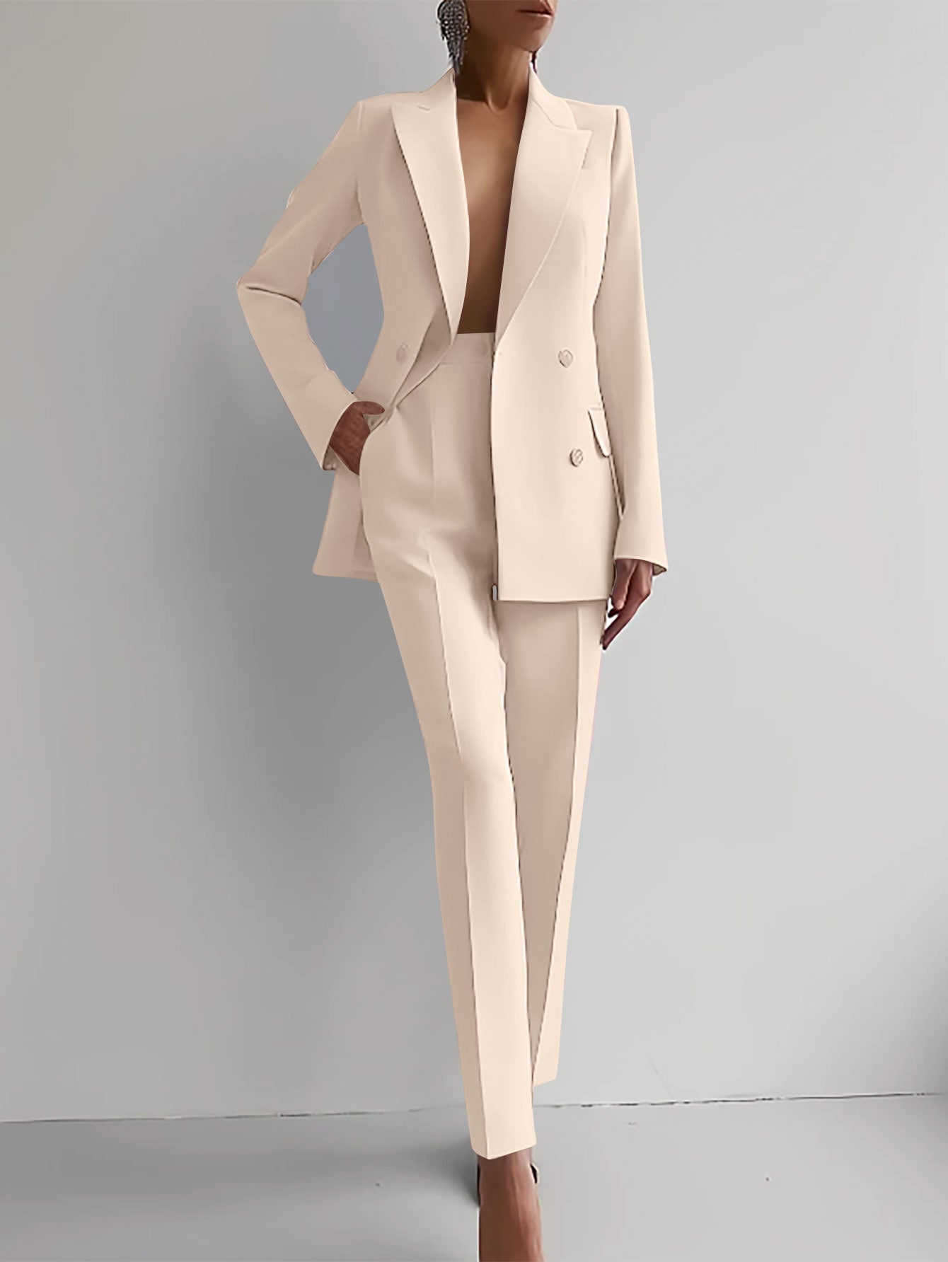 Maria - Casual Solid Color Blazer & Pants Set
