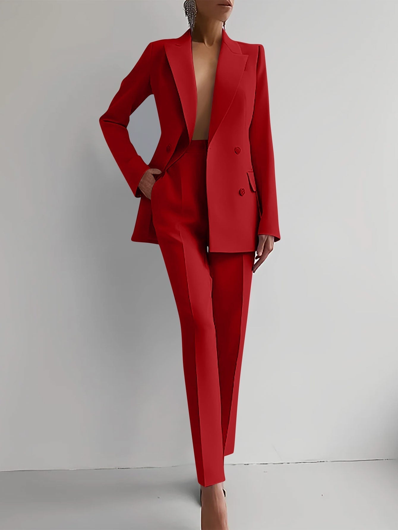 Maria - Casual Solid Color Blazer & Pants Set