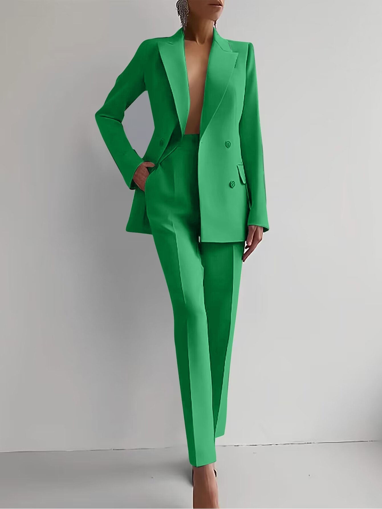 Maria - Casual Solid Color Blazer & Pants Set