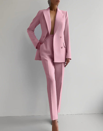 Maria - Casual Solid Color Blazer & Pants Set