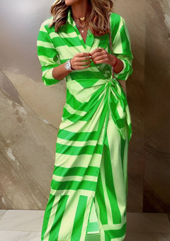 Melissa – Printed Waist-Cinching Shirt Dress