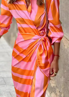 Melissa – Printed Waist-Cinching Shirt Dress