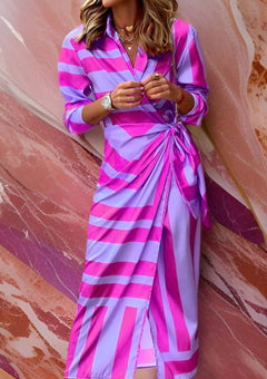 Melissa – Printed Waist-Cinching Shirt Dress