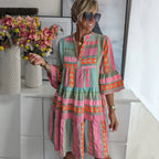 Avalin - Chic V-Neck Cotton Hemp Summer Dress