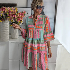 Avalin - Chic V-Neck Cotton Hemp Summer Dress