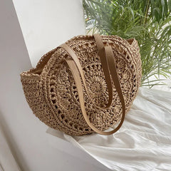 Juliet - Handwoven Round Straw Rattan Beach Bag