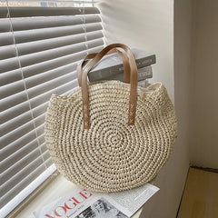 Juliet - Handwoven Round Straw Rattan Beach Bag
