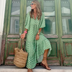 Mabela - Breezy High-Low Geometric Print Dress