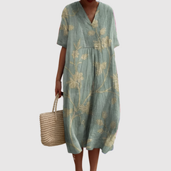 Alexandra - Sage Vine Embroidered Midi Dress