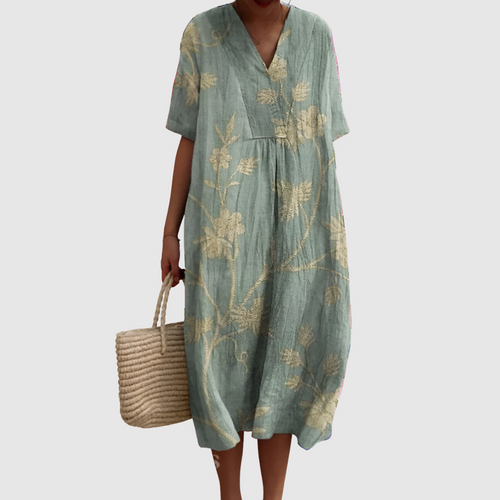 Alexandra - Sage Vine Embroidered Midi Dress