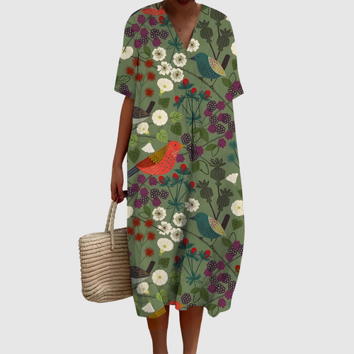 Athena - Woodland Songbird Print Midi Dress