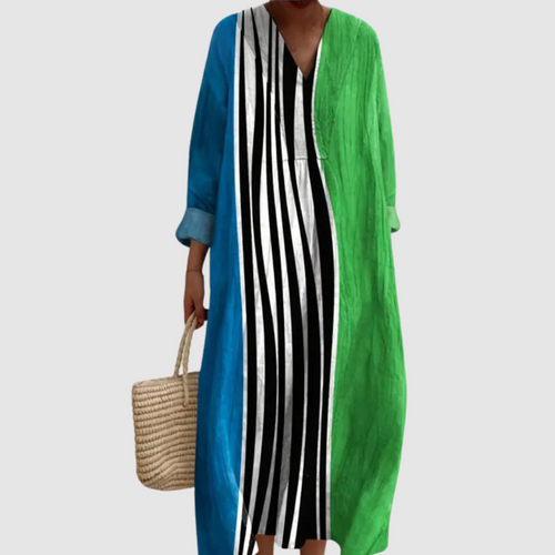 Alayna - Colorblock Vertical Stripe Maxi Dress