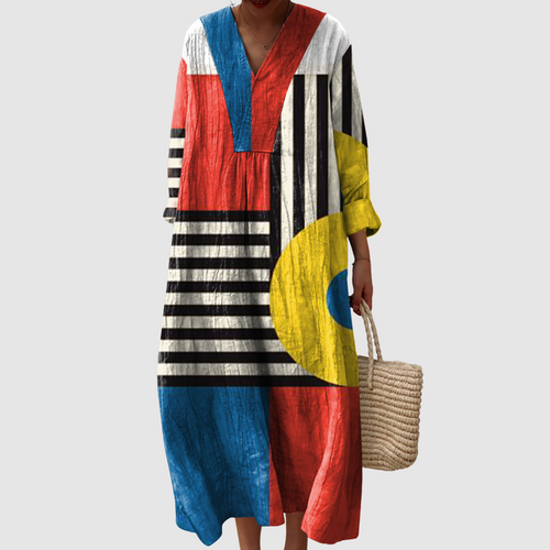 Maria - Retro Pop Art Colorblock Dress