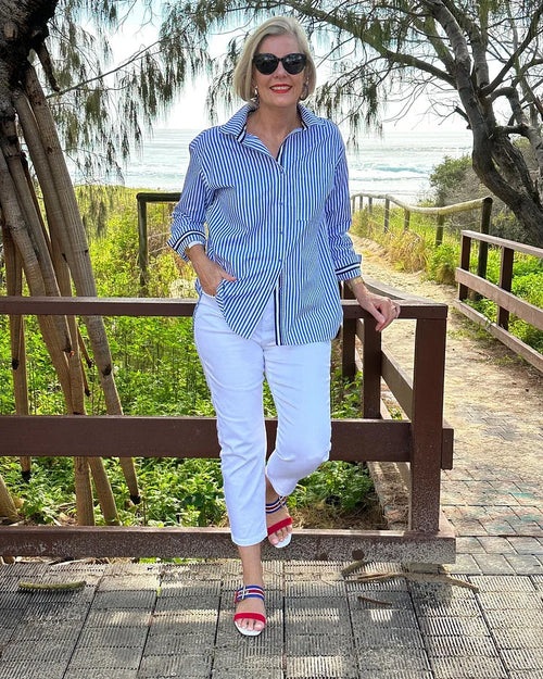 Celin - Chic Striped Button-Down Shirt
