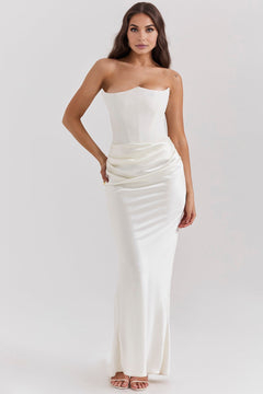 Olivia - Elegant Satin Strapless Maxi Dress