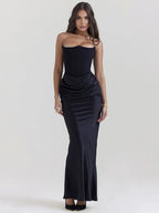 Olivia - Elegant Satin Strapless Maxi Dress