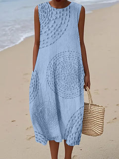 Maria - Soft Embroidered Sleeveless Midi Dress