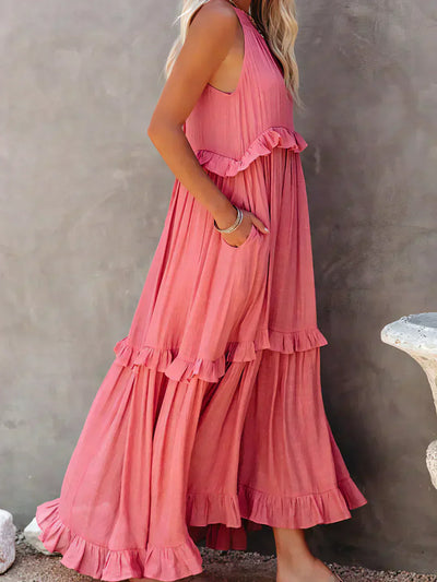 Lana - Chic Ruffle Trim Sleeveless Dress