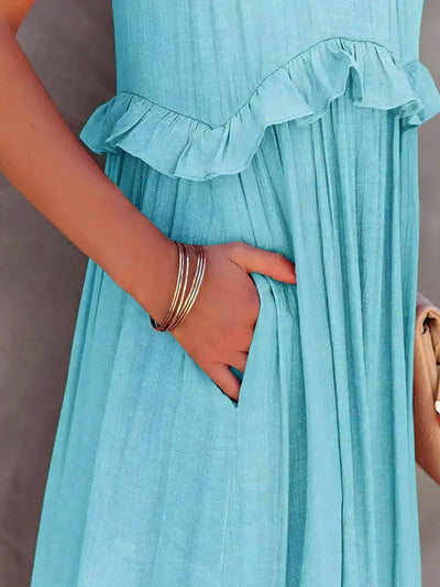 Lana - Chic Ruffle Trim Sleeveless Dress