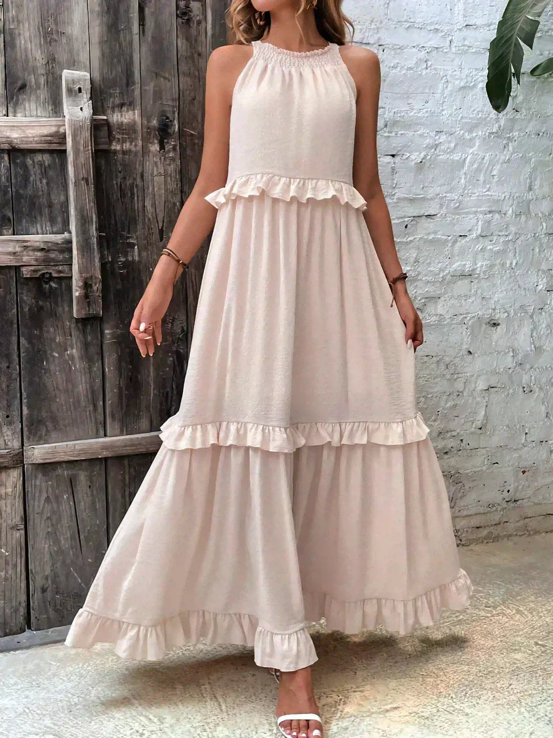 Lana - Chic Ruffle Trim Sleeveless Dress