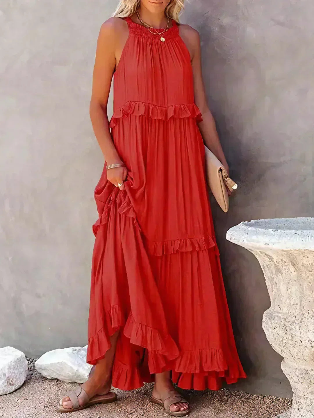 Lana - Chic Ruffle Trim Sleeveless Dress