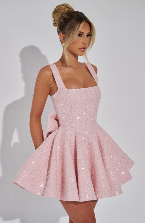 Emma - Sequins Bow Backless Mini Dress