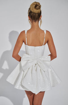 Emma - Sequins Bow Backless Mini Dress