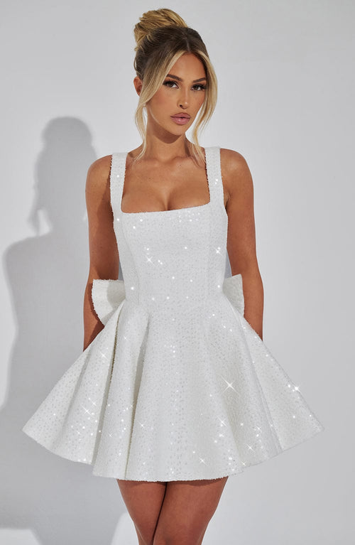 Emma - Sequins Bow Backless Mini Dress