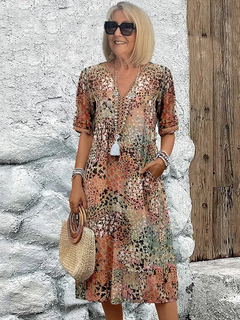 Dalia - Vibrant Midi Dress with Pockets