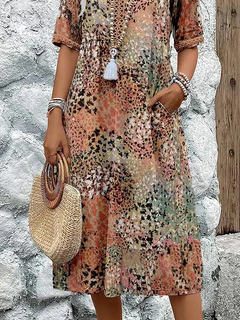 Dalia - Vibrant Midi Dress with Pockets