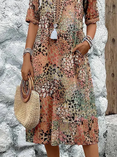 Dalia - Vibrant Midi Dress with Pockets