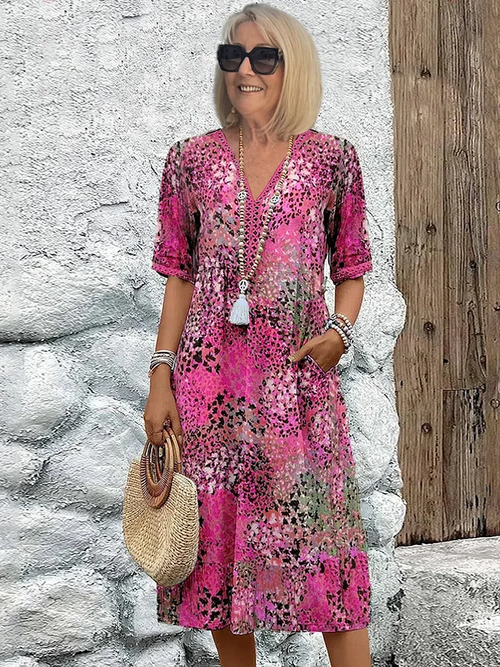 Dalia - Vibrant Midi Dress with Pockets