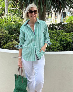 Celin - Chic Striped Button-Down Shirt