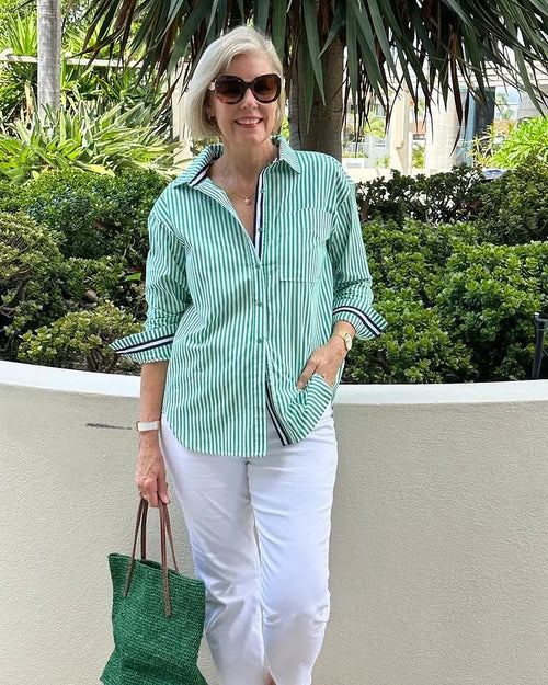 Celin - Chic Striped Button-Down Shirt
