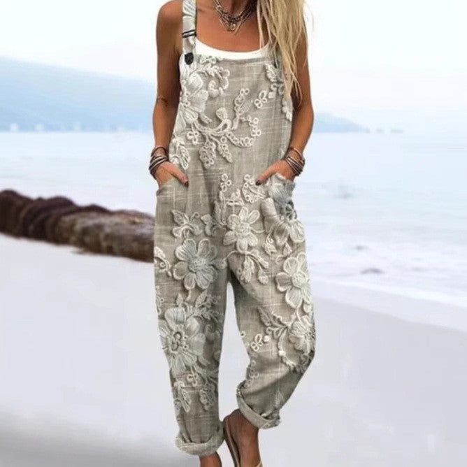 Scarlett - 3d Floral Art Pattern Jumpsuit