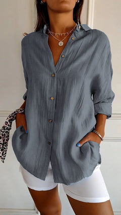 Lara - Elegant Solid Color Commuter Blouse