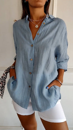 Lara - Elegant Solid Color Commuter Blouse