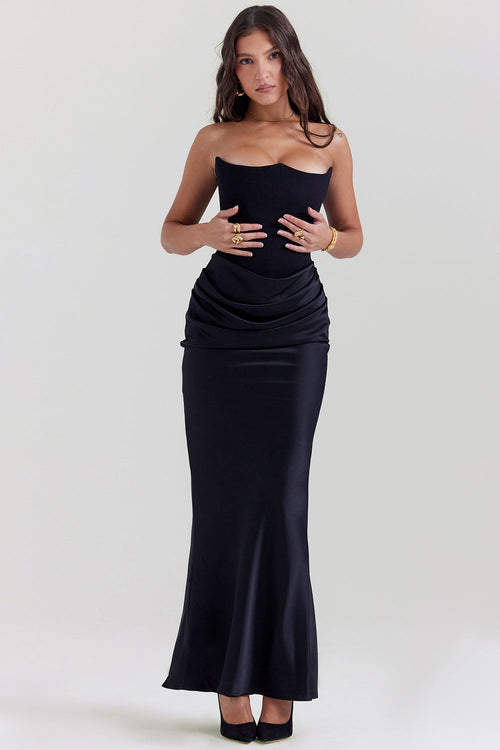 Olivia - Elegant Satin Strapless Maxi Dress