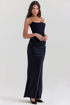 Olivia - Elegant Satin Strapless Maxi Dress