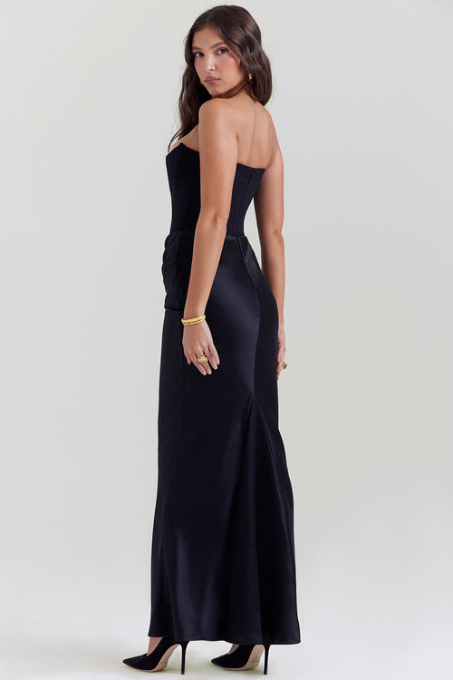 Olivia - Elegant Satin Strapless Maxi Dress