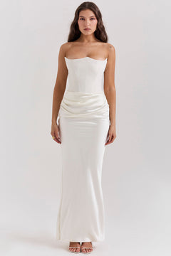Olivia - Elegant Satin Strapless Maxi Dress
