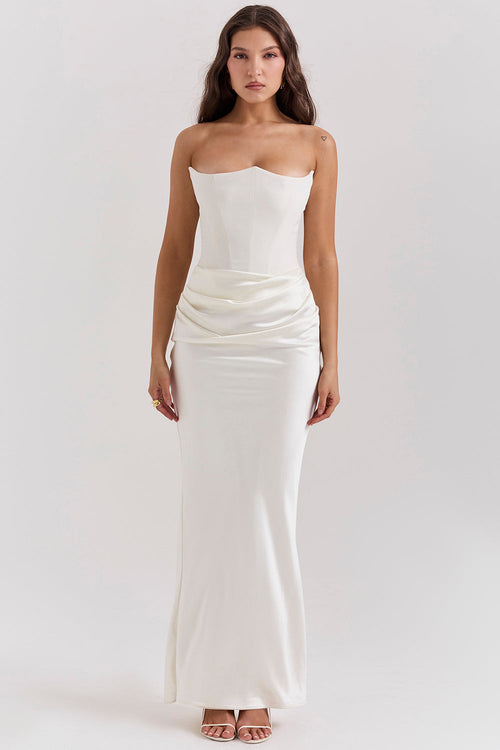 Olivia - Elegant Satin Strapless Maxi Dress