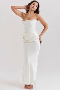 Olivia - Elegant Satin Strapless Maxi Dress