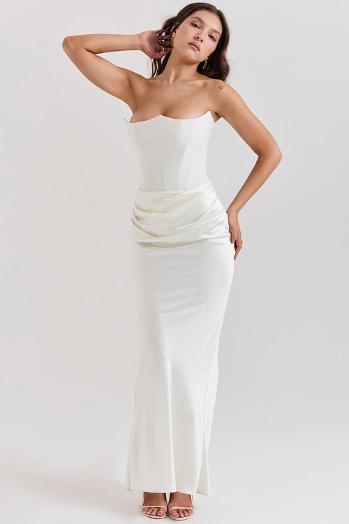 Olivia - Elegant Satin Strapless Maxi Dress
