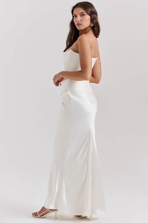 Olivia - Elegant Satin Strapless Maxi Dress