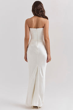 Olivia - Elegant Satin Strapless Maxi Dress