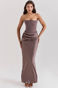 Olivia - Elegant Satin Strapless Maxi Dress