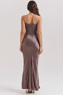 Olivia - Elegant Satin Strapless Maxi Dress